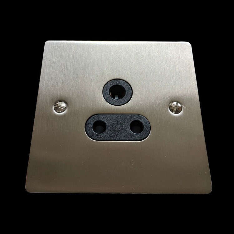 1 Gang 5a 3 Pin Unswitched Socket In Satin Nickel Flat Plate